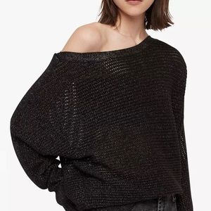 All Saints Black Metallic Knit Top